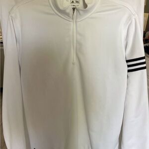adidas White Lightweight Shirt Jacket with Stand-Up Collar